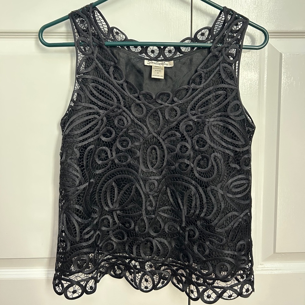 Silk Hand crouched lace tank top